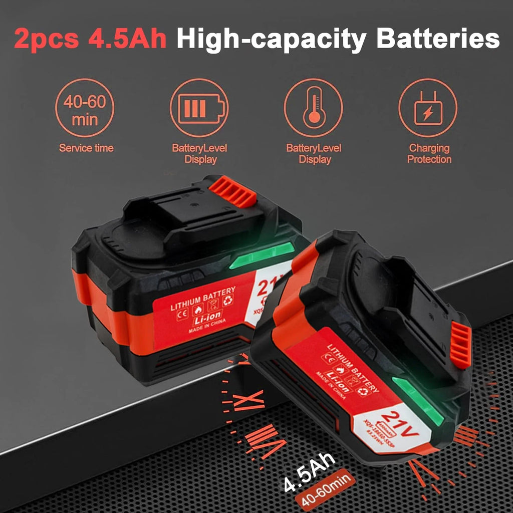 OUTIGO Cordless Leaf Blower, Leaf Blower with 2 * 4.5Ah Batteries and 2 Tubes, Powerful Lightweight Handheld Garden Leaf Blower