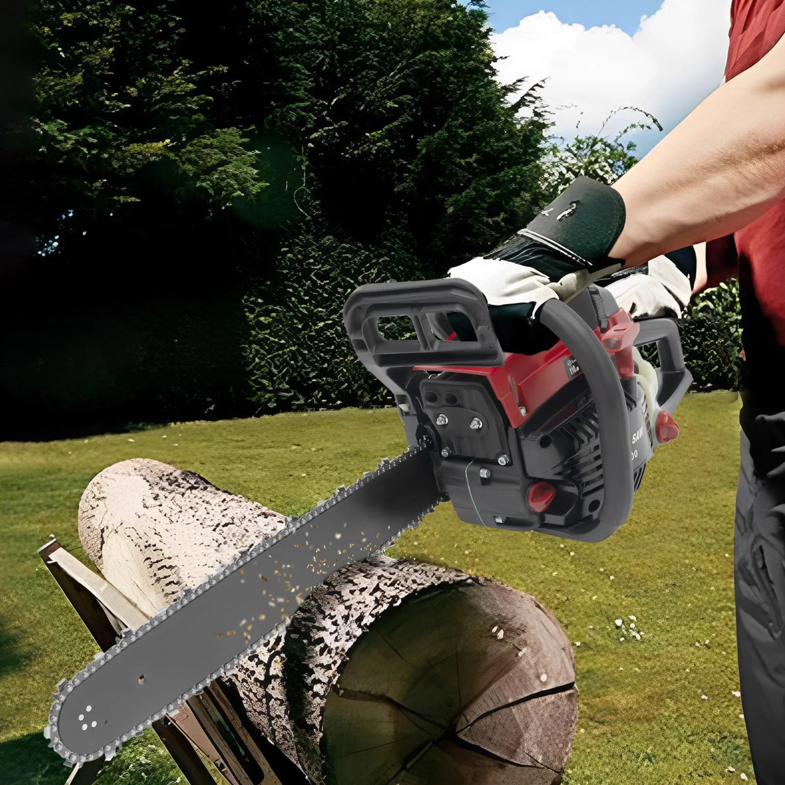 58cc Professional Gas Chainsaw w/Anti-Vibration Handle & Inertia Brake, 2.4KW Power for Logging, Tree Cutting & Landscaping