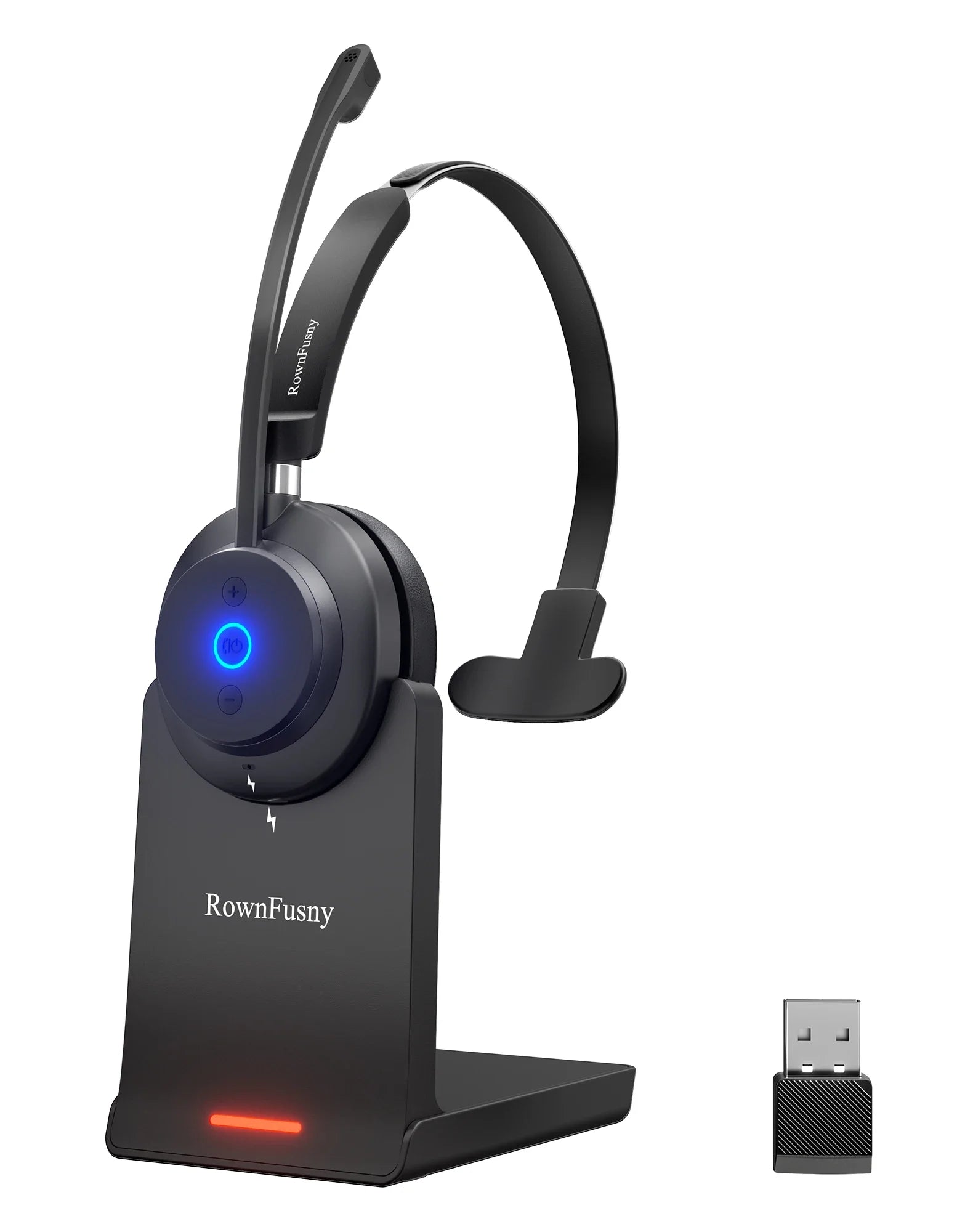 Call Center Wireless Headset with Mic, Bluetooth 5.3 Computer Headphones Bluetooth Headsets with USB Noise Reduction Microphone