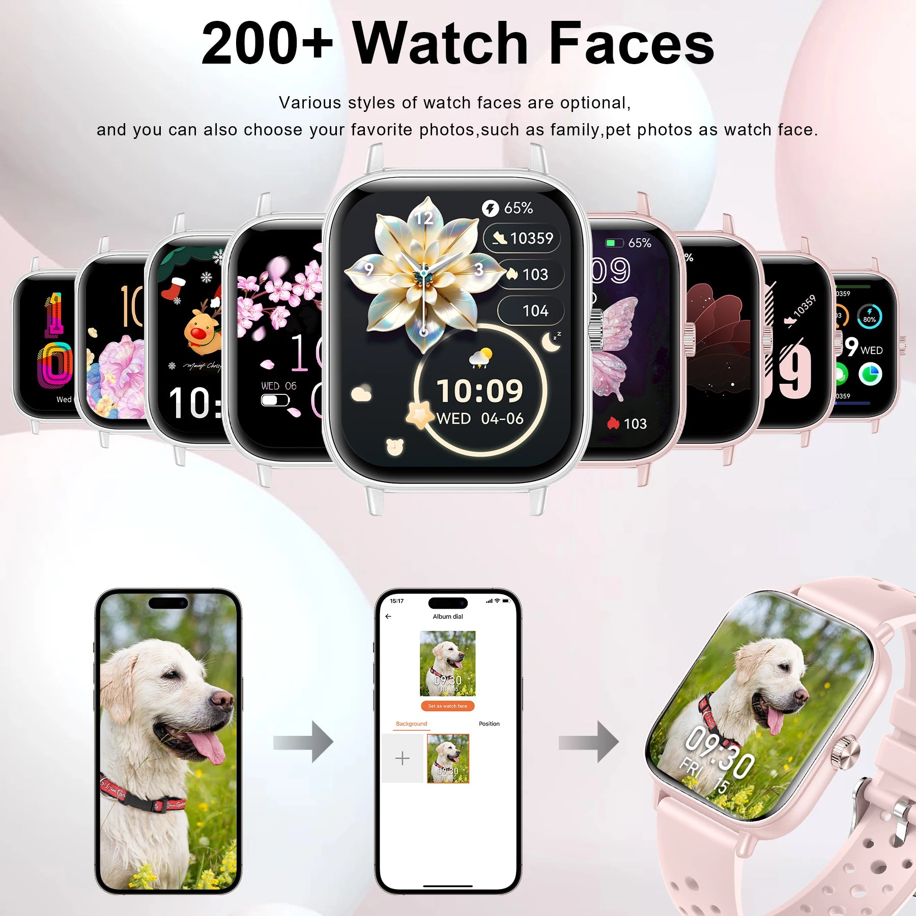 Smart Watch-Call & Message Alerts,1.85"Full Touchscreen Fitness Tracker/Pedeter/100+ Sports Tracker Watch,Gift for Family