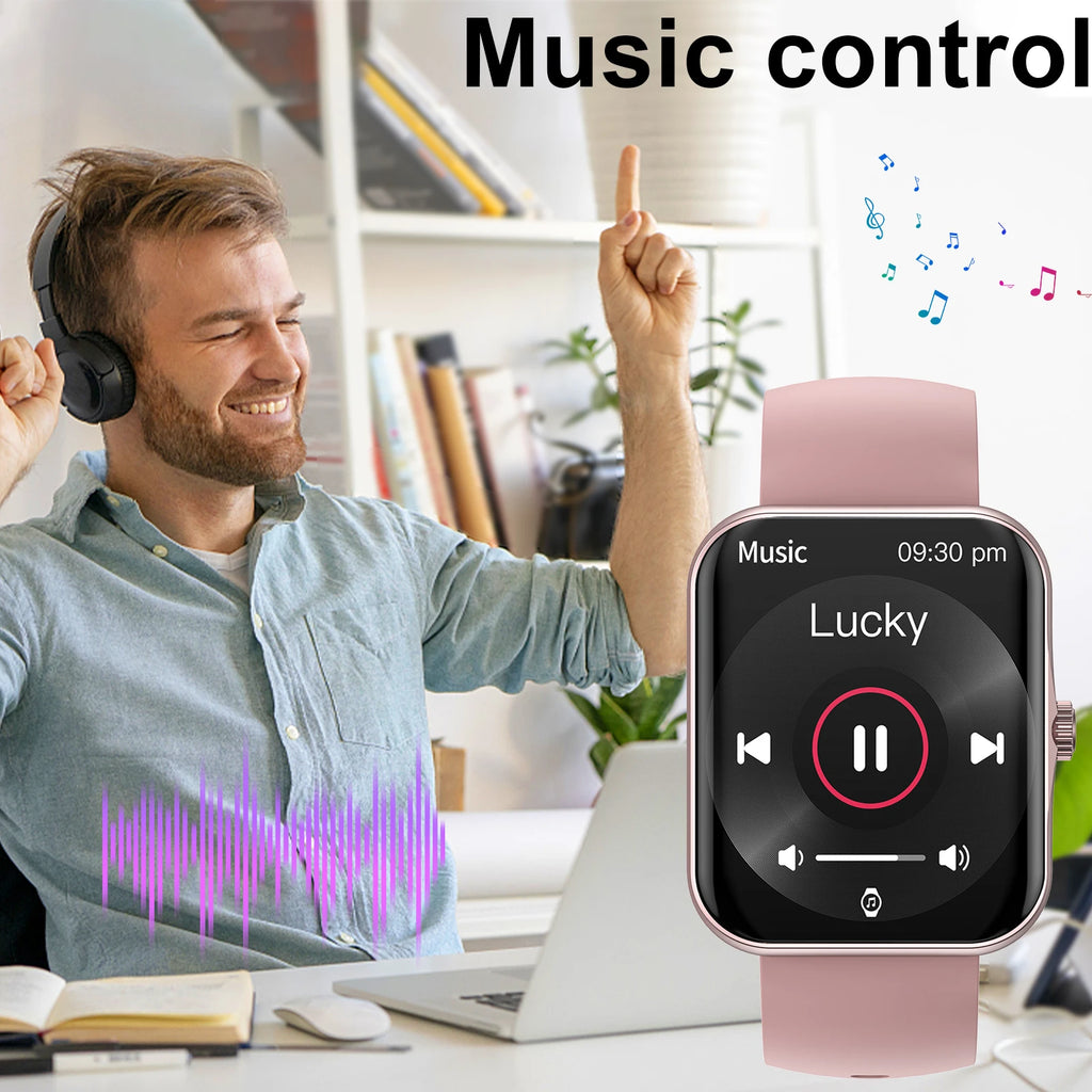 Smartwatch, custom wallpaper, call/message alerts, wireless calling, unisex sports watch, for Android and iPhone