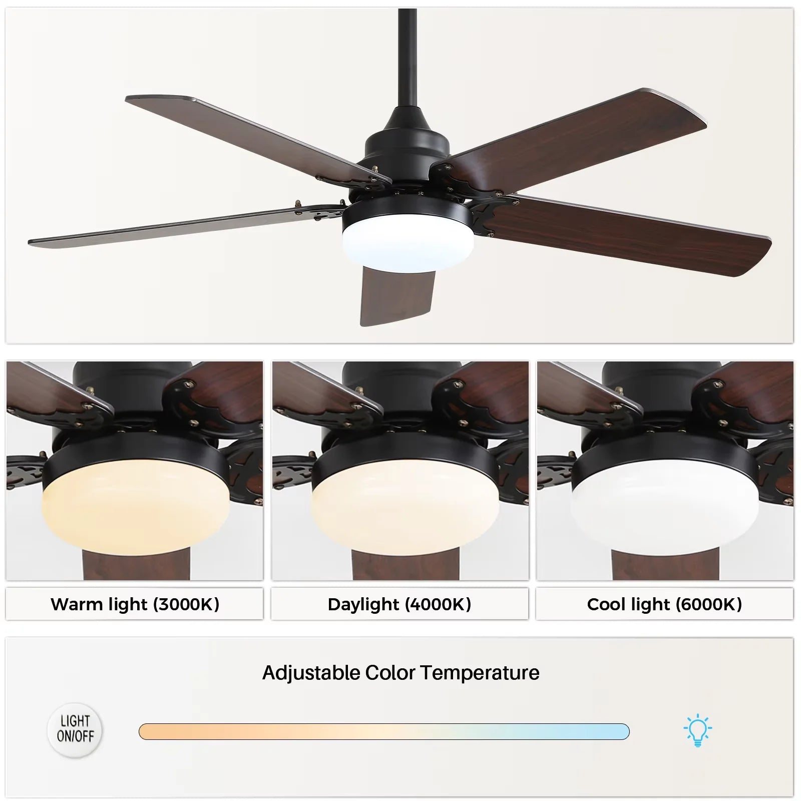 Sofucor Hot sale Modern 42-inch Ceiling fan with LED DC 6-speed high wind speed with remote control