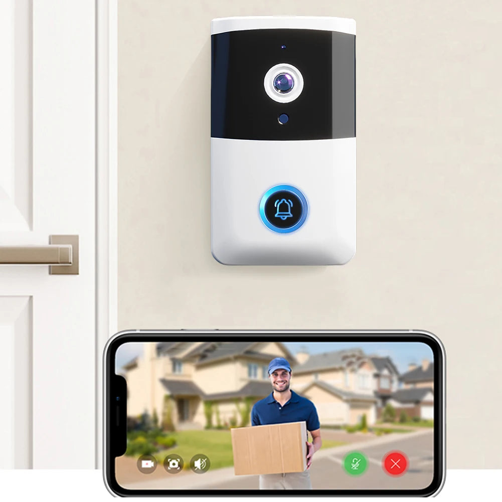 WiFi Doorbell Camera IR Night Vision Visual Doorbell Two-way Audio Home Door Bell for Home Security Alarm System
