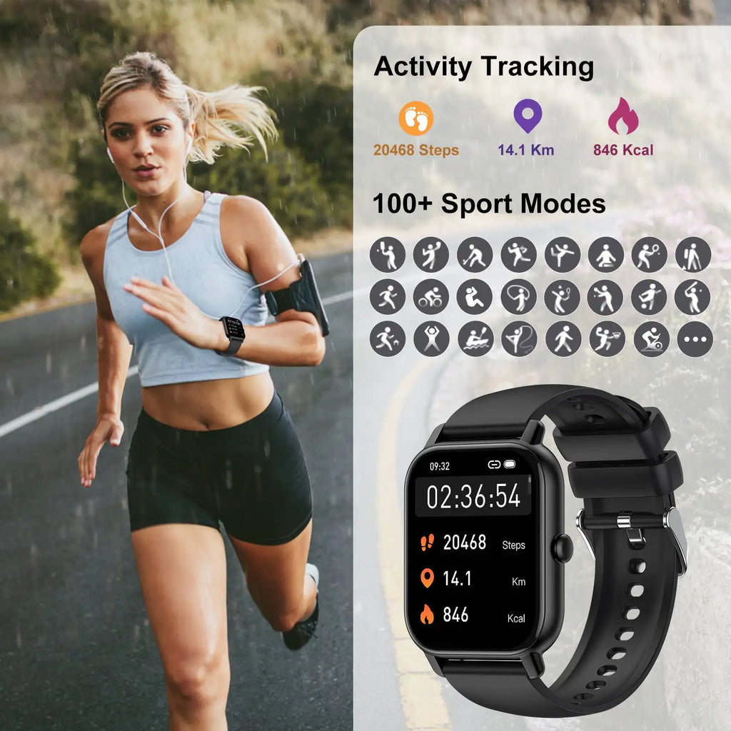 Jxrev Smart Watch, 1.85" Sports Watch for IP68 Waterproof, 110+ Sport Modes, Fitness Activity Tracker, Ultra Thin Watch.