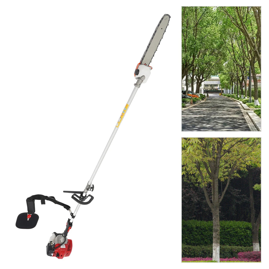 Powerful Gas Pole Chainsaw 42.7CC 2-Cycle Cordless Extension Pole Saw with 11 inch Cutting Bar Tree Trimmer Long Reach Saw