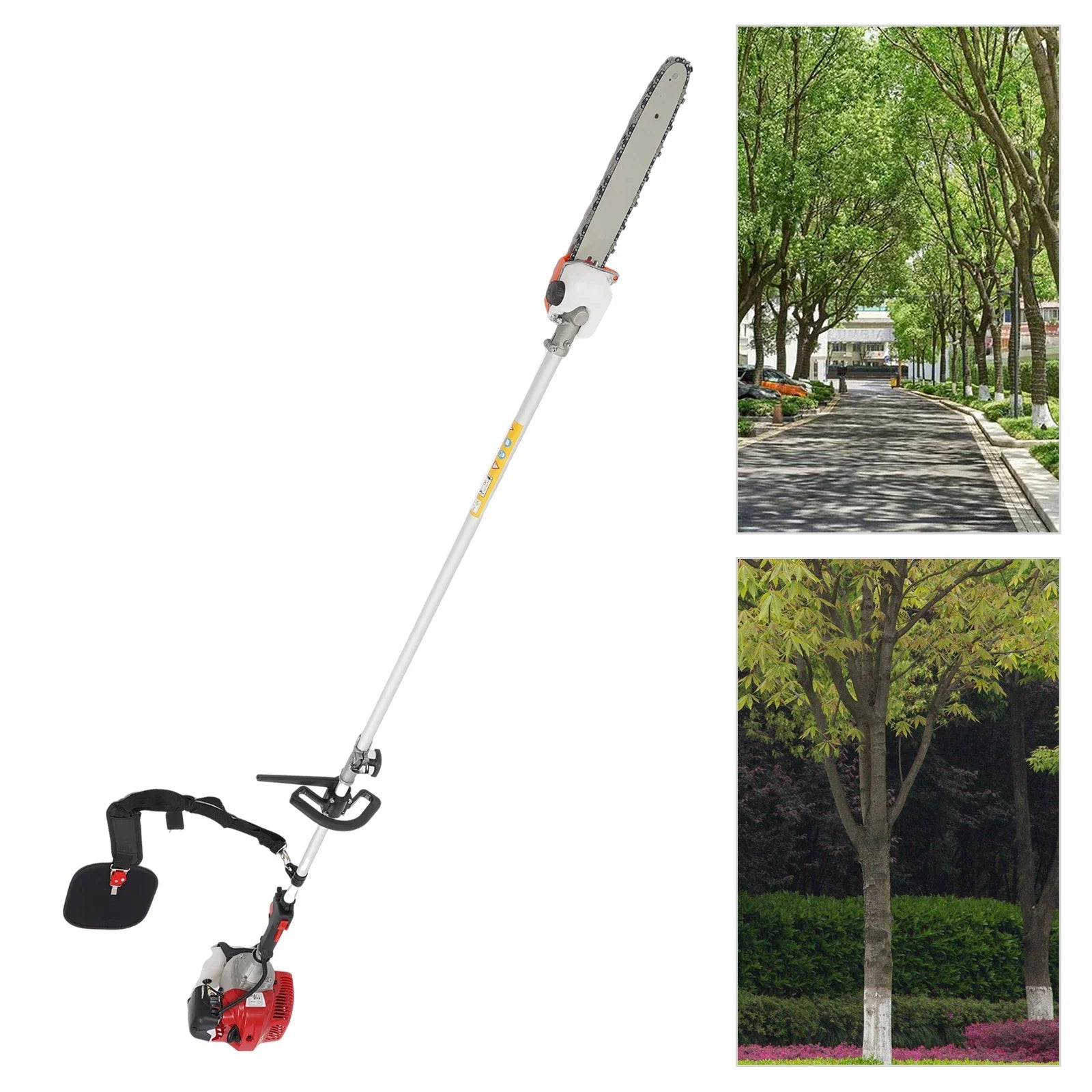 Powerful Gas Pole Chainsaw 42.7CC 2-Cycle Cordless Extension Pole Saw with 11 inch Cutting Bar Tree Trimmer Long Reach Saw