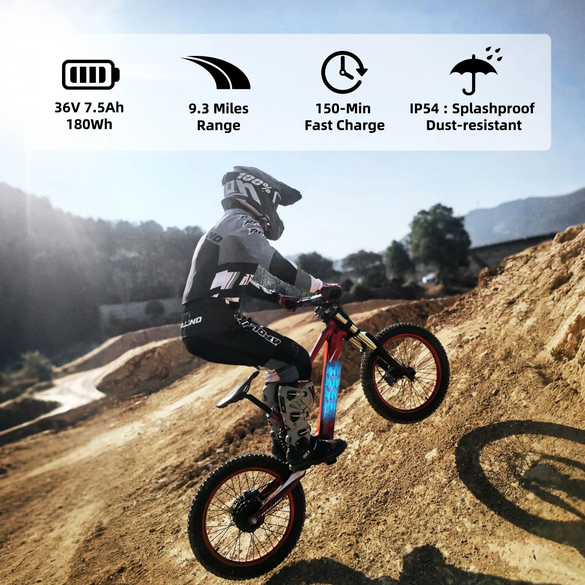 RFN Racing 20 Electric Dirt Bike For Kids-800W Jump Bike With Lightweight Aluminum Frame 24.2-Mile Range for Ages 12+