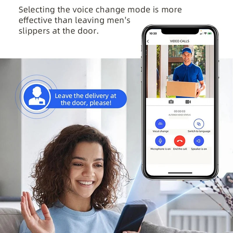 Smart WIFI Doorbell Camera With Solar Charging, Waterproof, Night Vision, HD, Two-Way Intercom Voice For Home Security