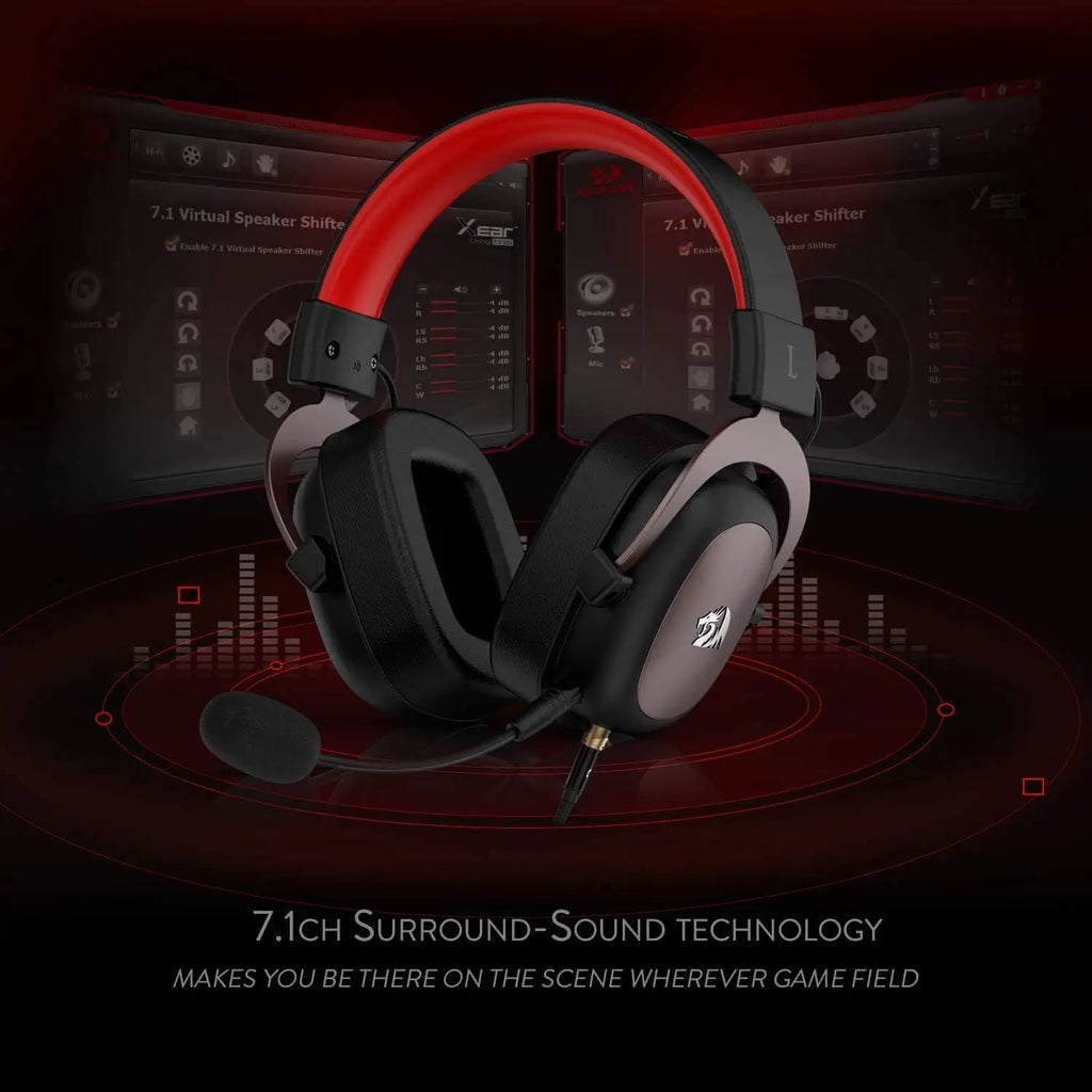 Redragon H510 Zeus Wired Gaming Headset - 7.1 Surround Sound - Memory Foam Ear Pads - 53MM Drivers  Detachable Microphone