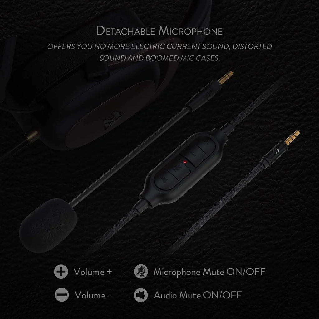 Redragon H510 Zeus Wired Gaming Headset - 7.1 Surround Sound - Memory Foam Ear Pads - 53MM Drivers  Detachable Microphone