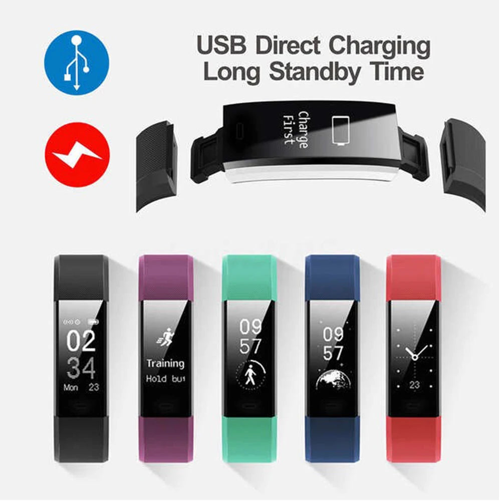 ID115 PLUS Smart Sports Bracelet Bluetooth Wristband Heart Rate Monitor Fitness Tracker Band Watch For IOS Android Phones