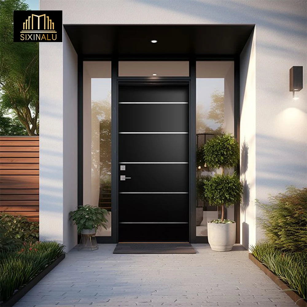 Sixinalu Security Main Entrance Doors Entry Exterior Door Aluminum Profile Aolly Front Door Home Decor 2.2X1.5M Custom Panel