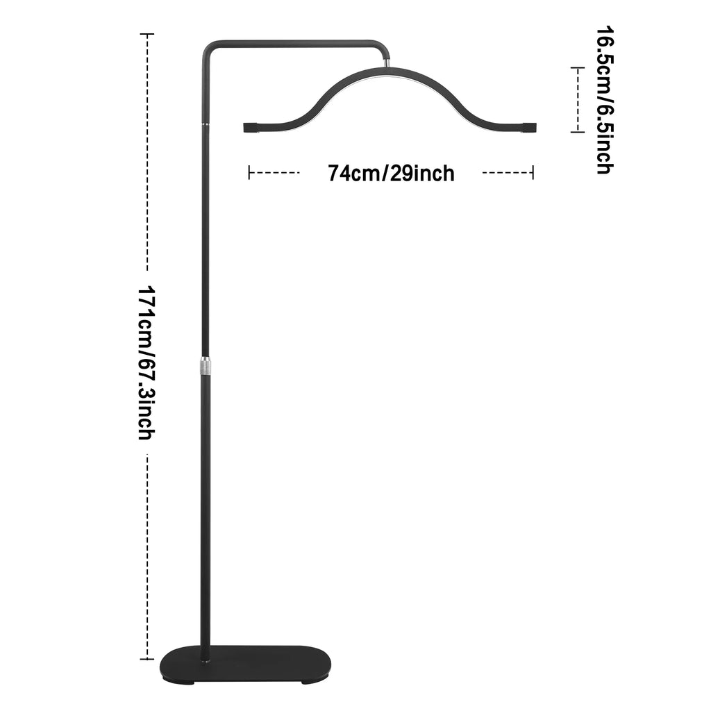 Fosoto 45W Half-Moon LED Floor Lamp – Shadow-Free Ring Light for Lashes, Facials, Tattoo, and Video Streaming