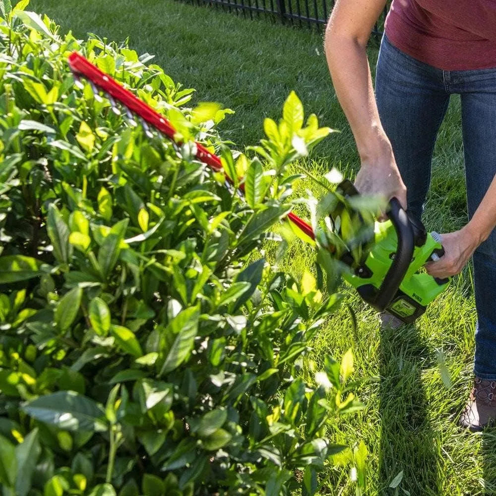 24V 22" Cordless Laser Cut Hedge Trimmer, 4.0Ah USB Battery and Charger Included