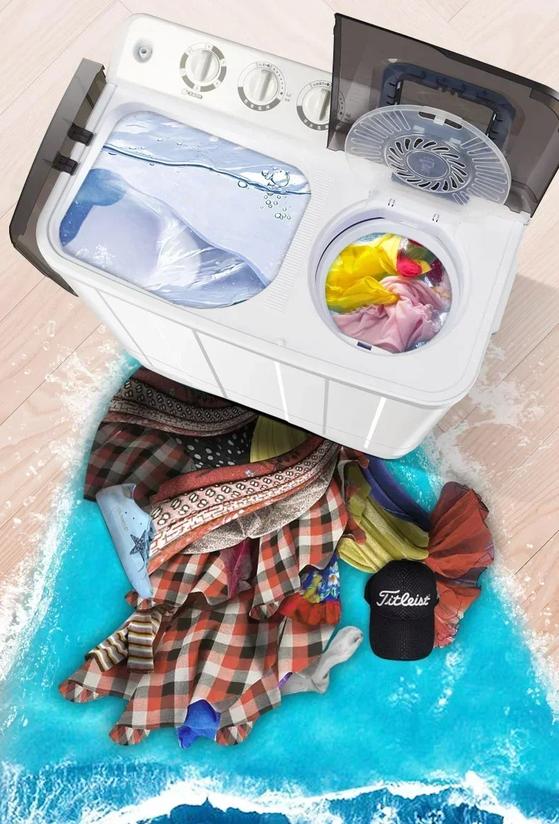 Household semi-automatic washing machine large capacity dormitory suitable for mini double cylinder pulsator washing machine