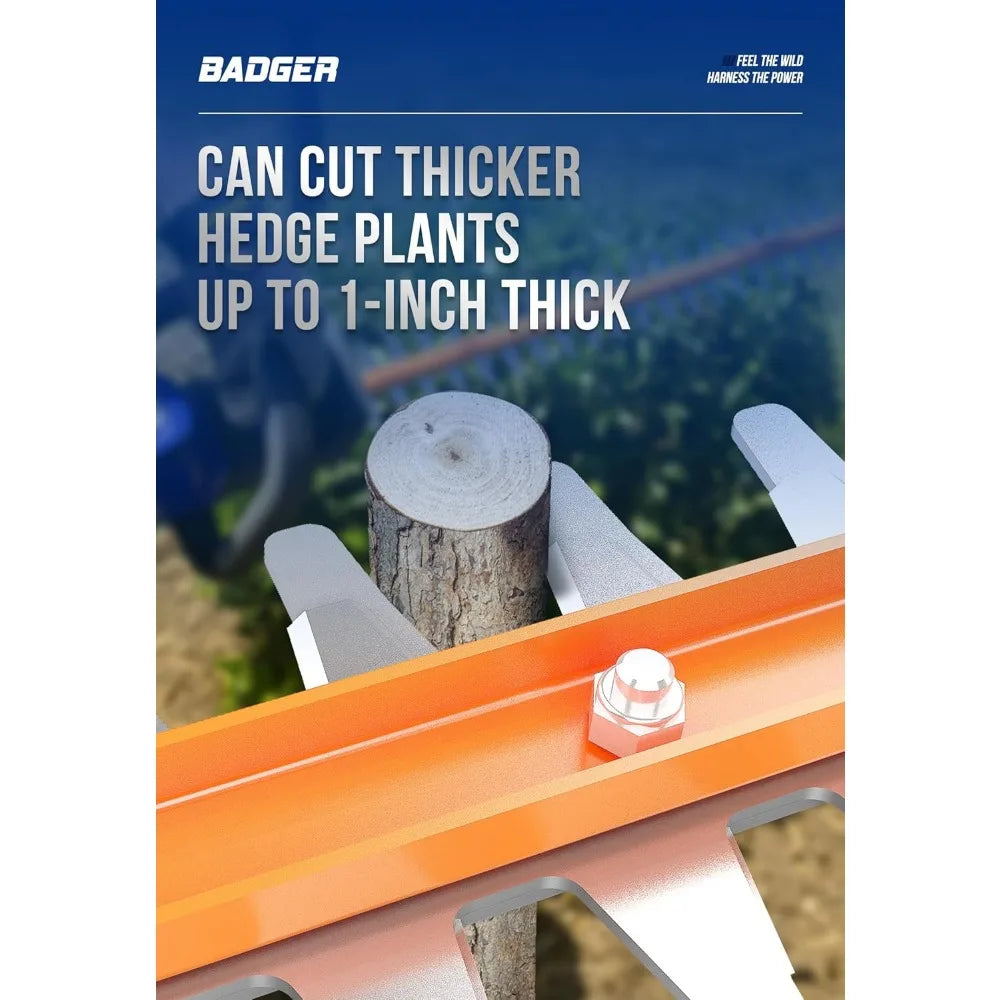 WILD BADGER POWER Hedge Trimmer 40V 24” Cordless, Powerful Electric Hedge Trimmer, 2.0Ah Battery and Charger Included