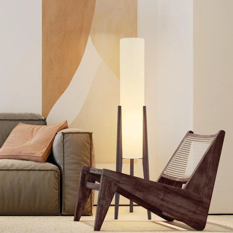 Japanese Retro Wabi Sabi Solid Wood Floor Lamp Study Hotel Art Decoration Corner Living Room Bedroom Coffee Shop Floor Lamp