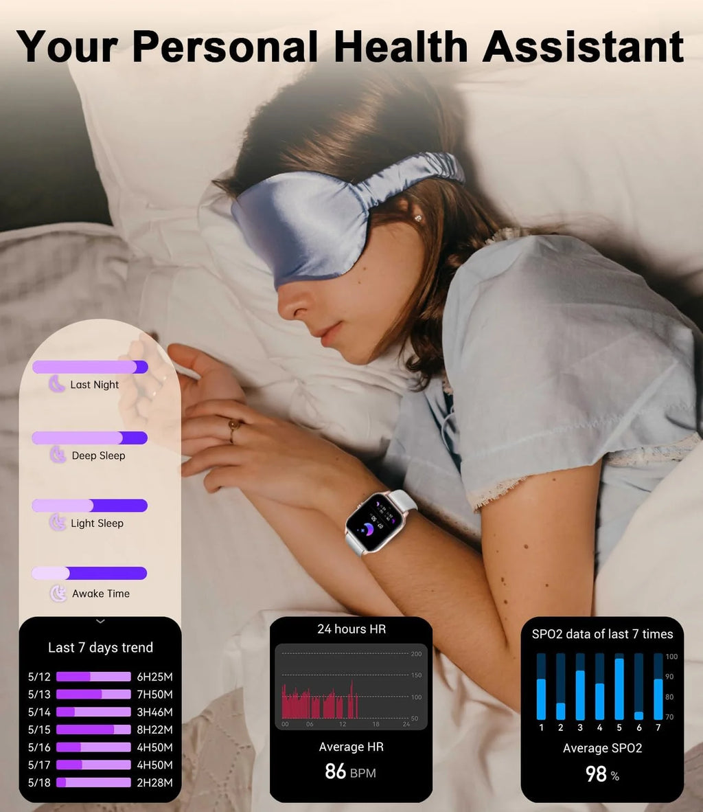 Android Smart Watch For Women(Answer/Make Calls) 1.85''Full Touch Screen Fitness Tracker Pedometer/Calories/ 100+ Sports Modes