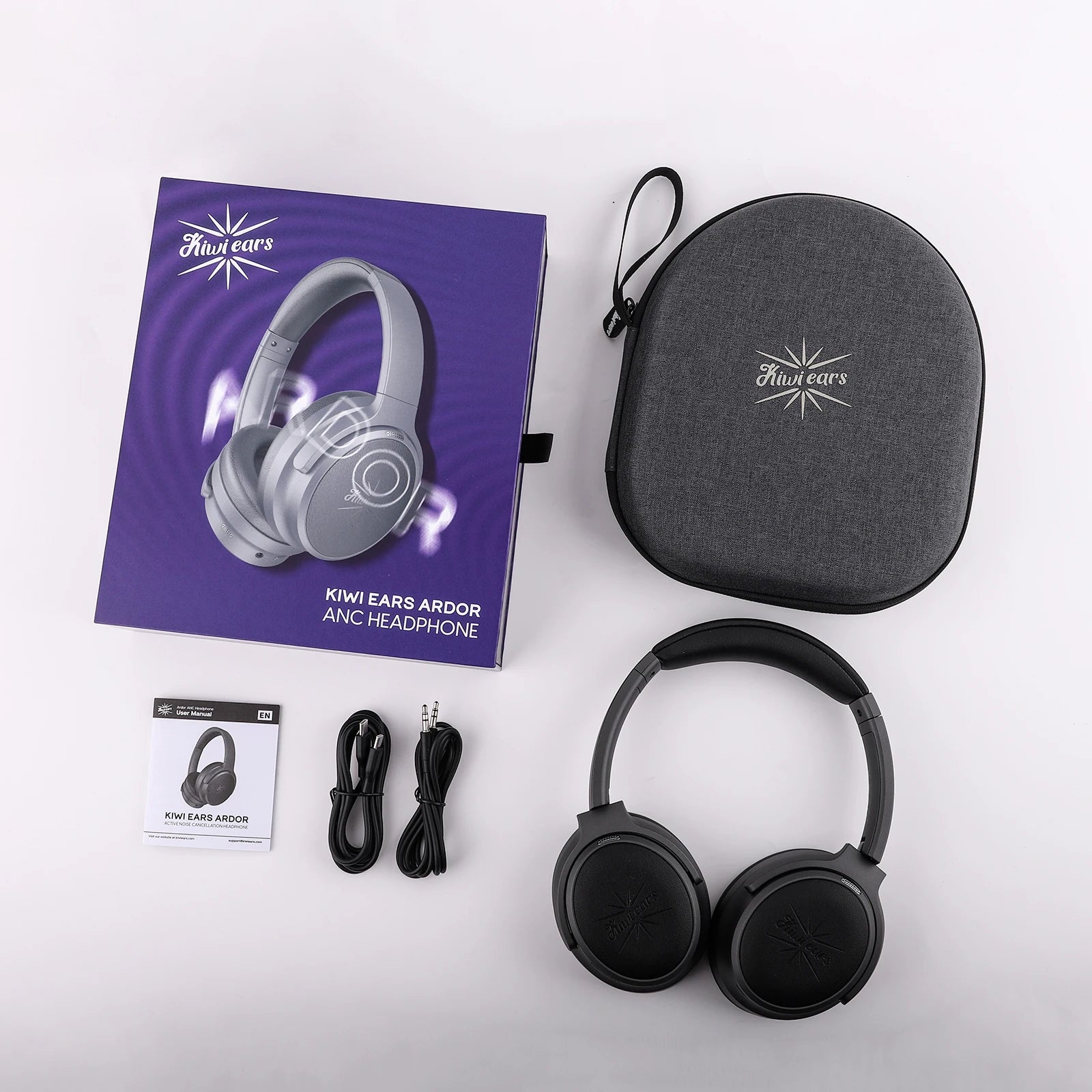 Kiwi Ears Ardor Audiophile Wireless Dual-Driver Headphones Noise Cancellation  Hybrid ANC Headphone with Ergonomic Design