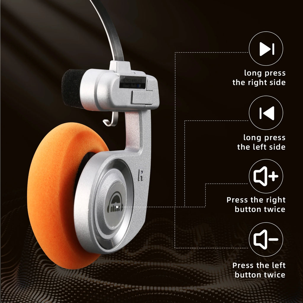 OKCSC 2 in 1 Retro Wireless Headphones 3rd Generation  BT 5.3 40mm Drive Open-ear Noise Reduction Headset Two Connection Modes