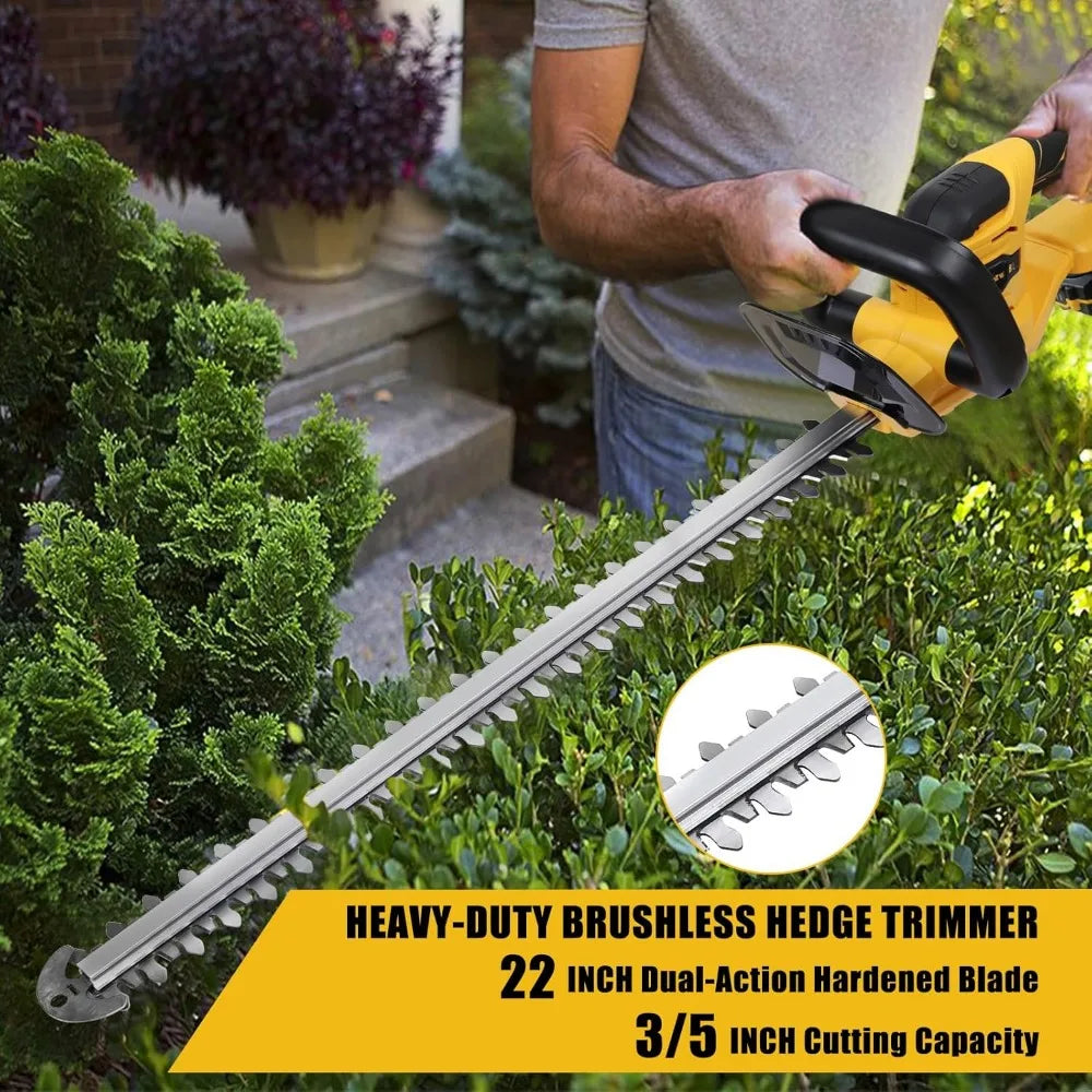 MaxMore Cordless Hedge Trimmer, Compatible with DeWALT 20V Max Battery (Tool Only) Electric Brushless Hedge Shear with 22-Inch B