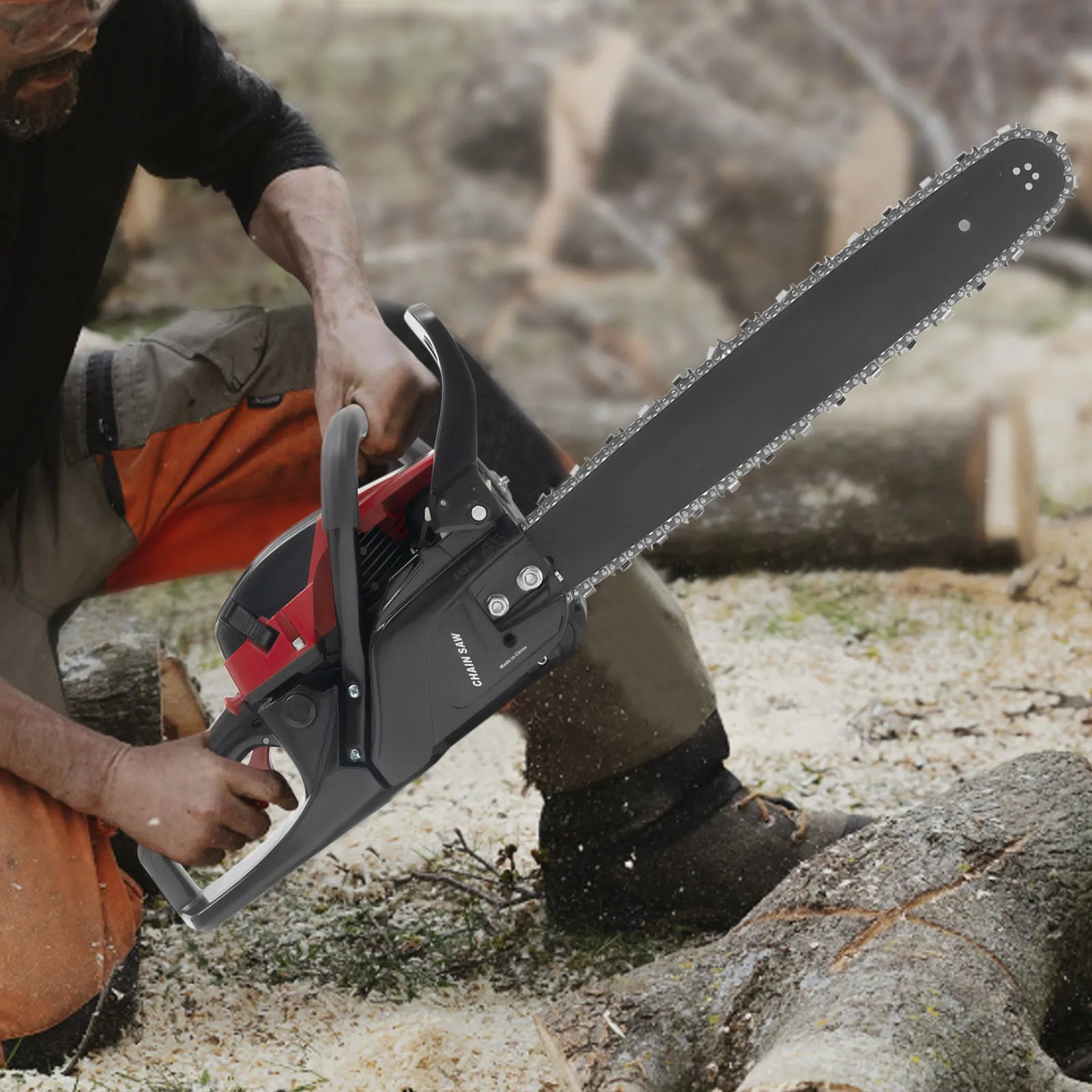 58cc Professional Gas Chainsaw w/Anti-Vibration Handle & Inertia Brake, 2.4KW Power for Logging, Tree Cutting & Landscaping