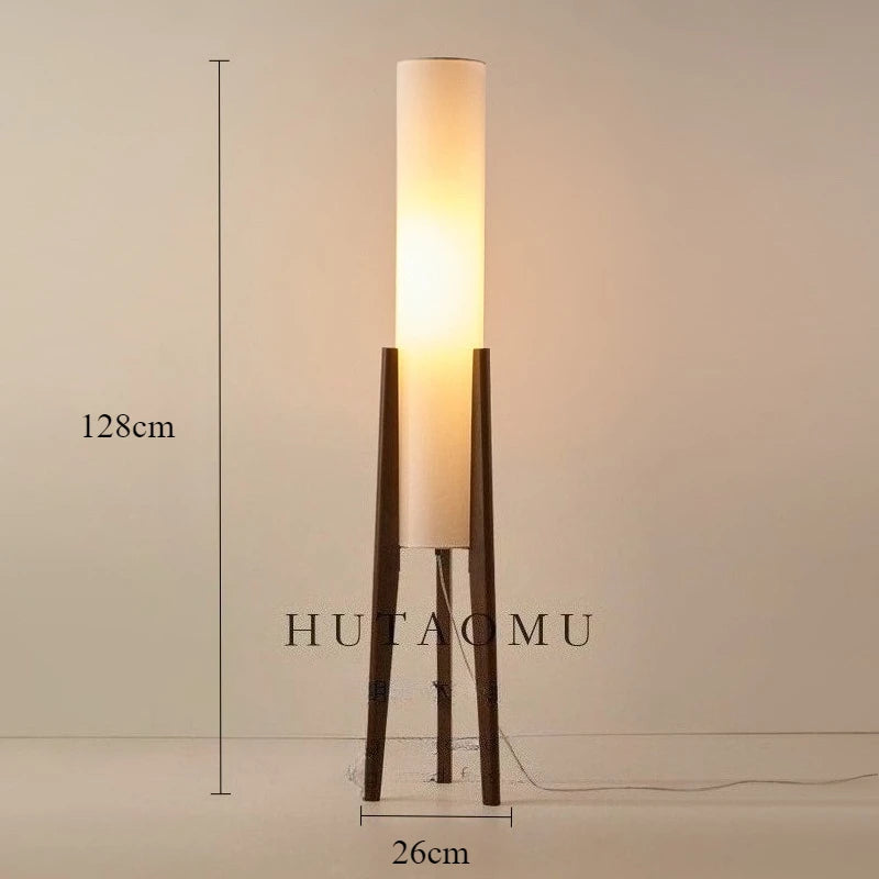 Japanese Retro Wabi-sabi Solid Wood Floor Lamp Study Hotel Art Decorative Corner Standing Lamp Living Room Bedroom Cafe E27 Lamp