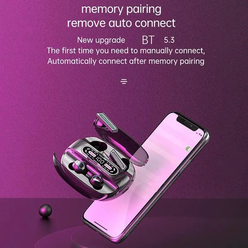 Bluetoothcompatible Couple Headphones Wireless Earphones Four Earbuds Digital Display Charging Case waterproof Sports Headset