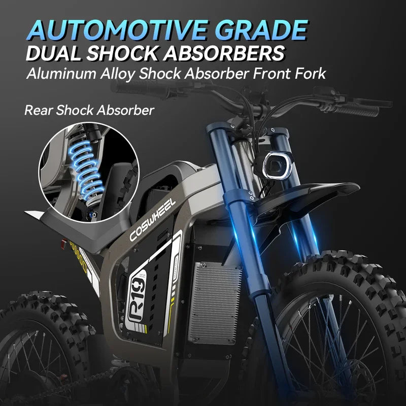 Coswheel Electric Bike R19 72V 6000W Dirt Motorcycles Mountain Bike 40AH Battery Lightweight Off-Road EBike For Adult