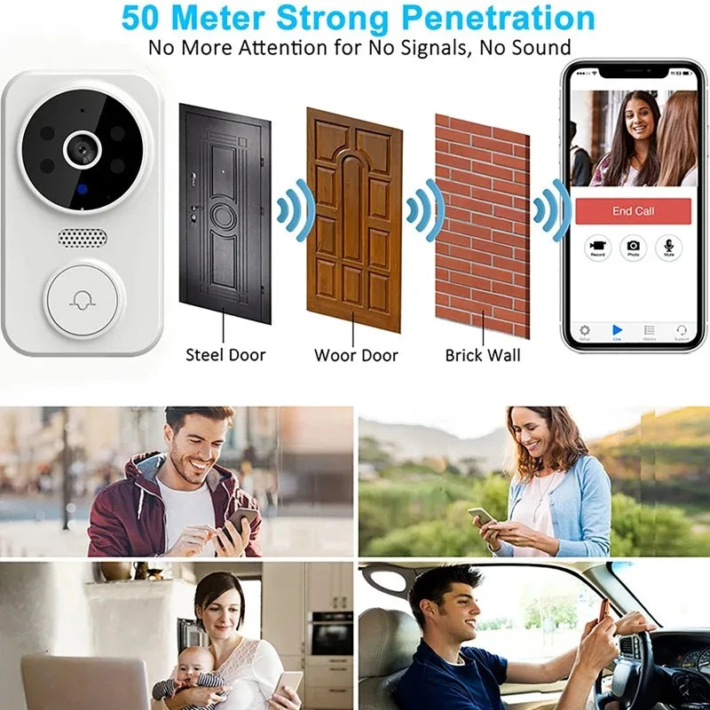 WiFi Smart Audio Doorbell Camera 2-Way Audio Wireless Visual Intercom Doorbell with Remote Monitor Indoor Outdoor Surveillance