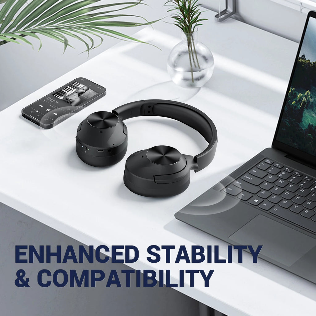 E11 Hybrid Active Noise Cancelling Headphones Wireless Over Ear Bluetooth Headphones with Microphone Deep Bass, 30H Playtime