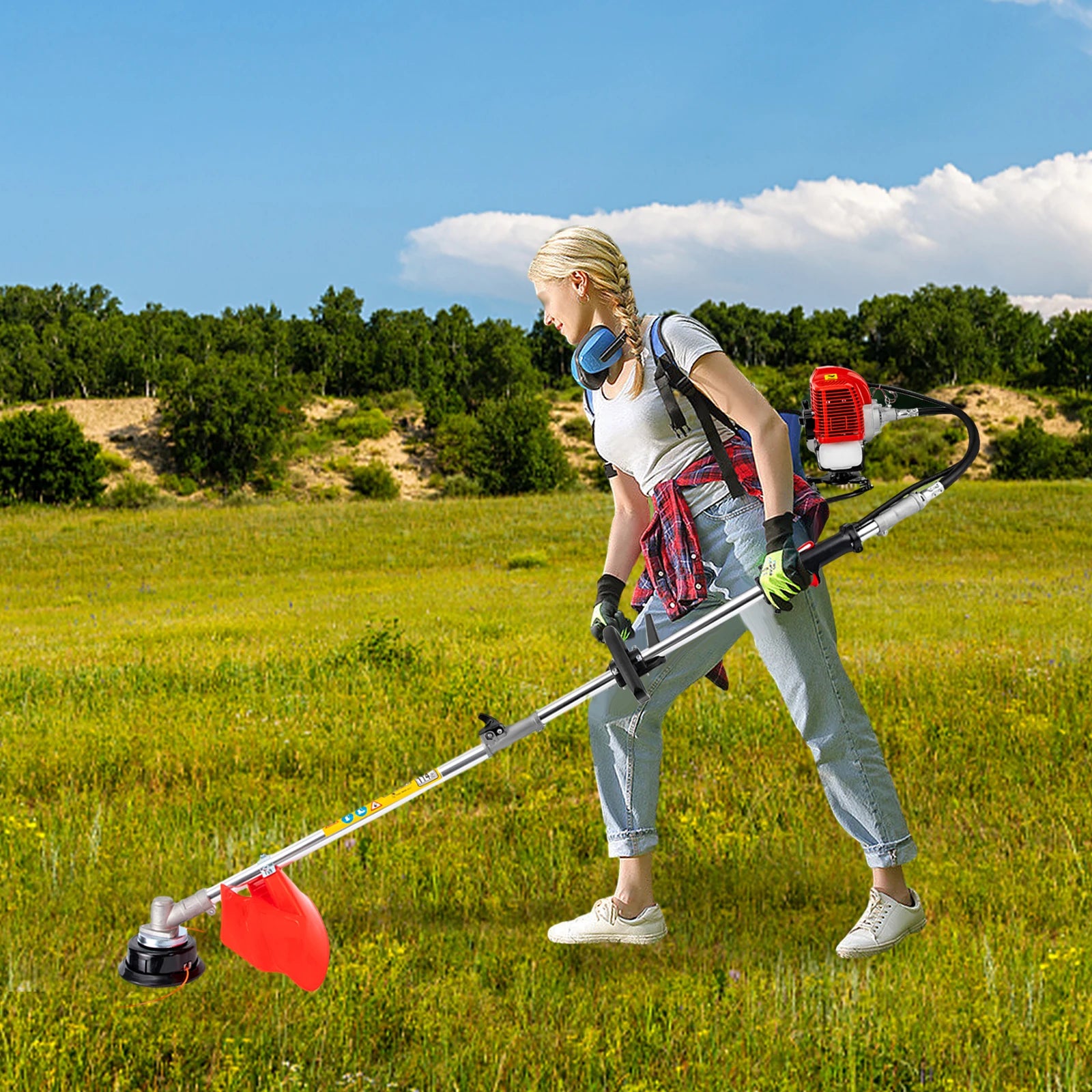 Powerful 52cc 4 in 1 Multi Functional Trimming Tools Gas Hedge Trimmer Weed Eater String Trimmer  Brush Cutter Pole Saw