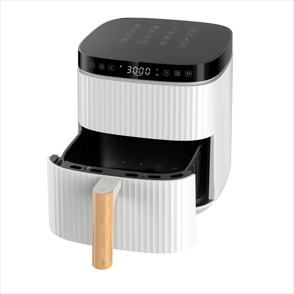 White Electric Air Fryer - Modern Professional Fryer with Auto-Off (5.5L XL Capacity,1500W Rapid Air Technology, 8 Preset Menus）