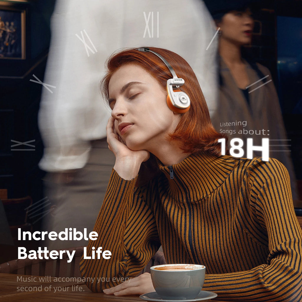 OKCSC 2 in 1 Retro Wireless Headphones 3rd Generation  BT 5.3 40mm Drive Open-ear Noise Reduction Headset Two Connection Modes