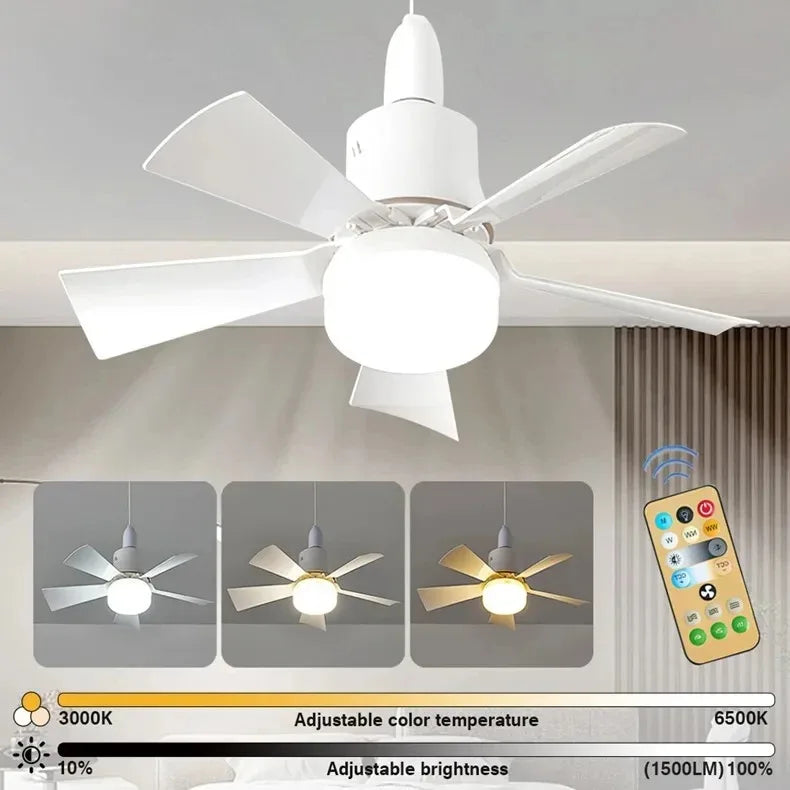 Ceiling Fan LED With Light Remote Control Dimmable 30W E27 Base Modern Smart Wireless Fans Lighting For Bedroom and Living Room