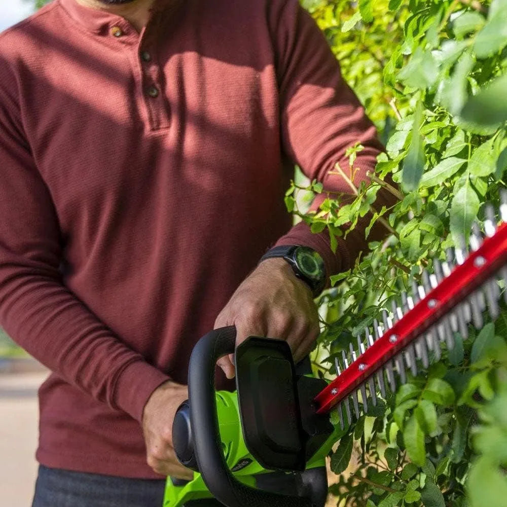 24V 22" Cordless Laser Cut Hedge Trimmer, 4.0Ah USB Battery and Charger Included