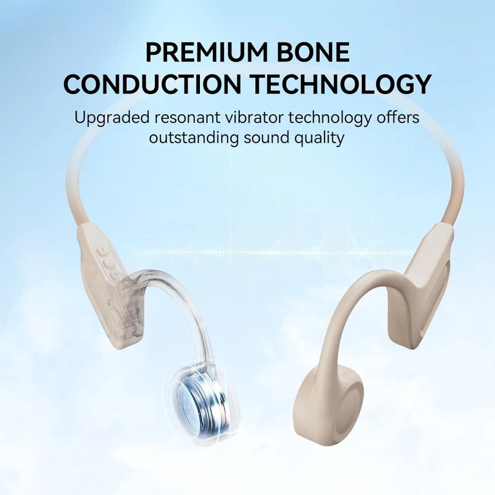 Wireless Bone Conduction Headphones - Bluetooth 5.3, 8H Playtime, HD Call, Built-in Mic for Running & Workout
