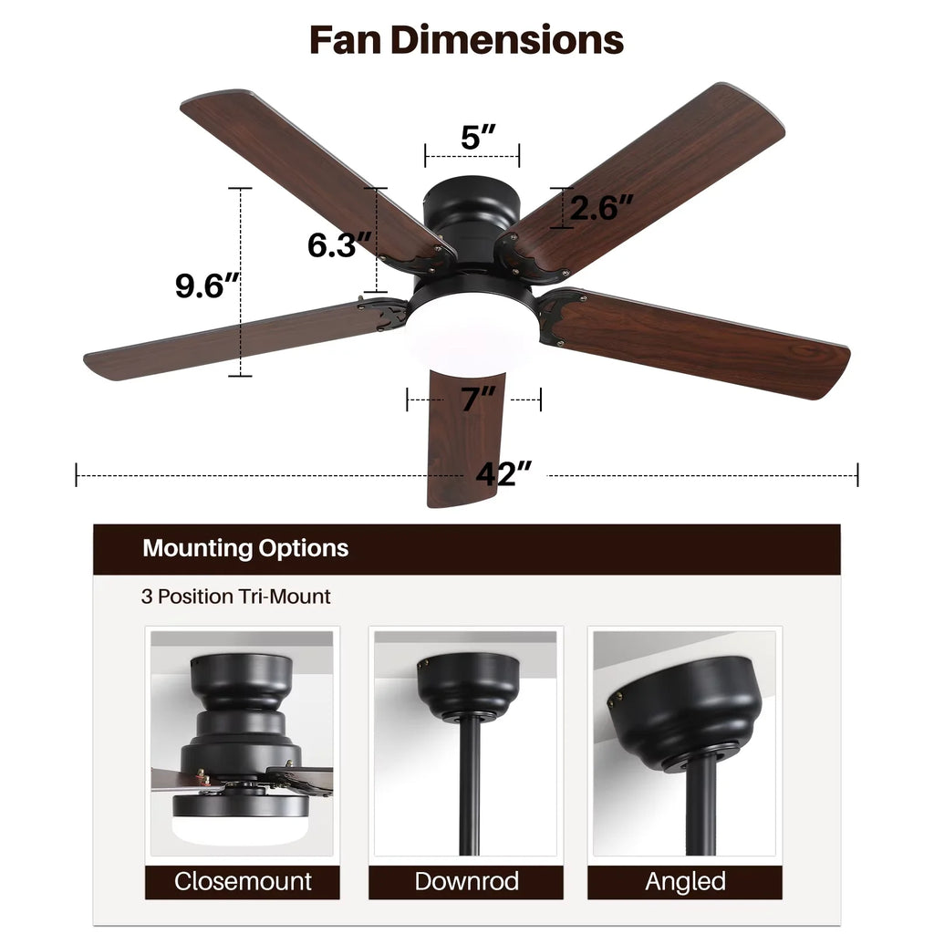 Sofucor Hot sale Modern 42-inch Ceiling fan with LED DC 6-speed high wind speed with remote control