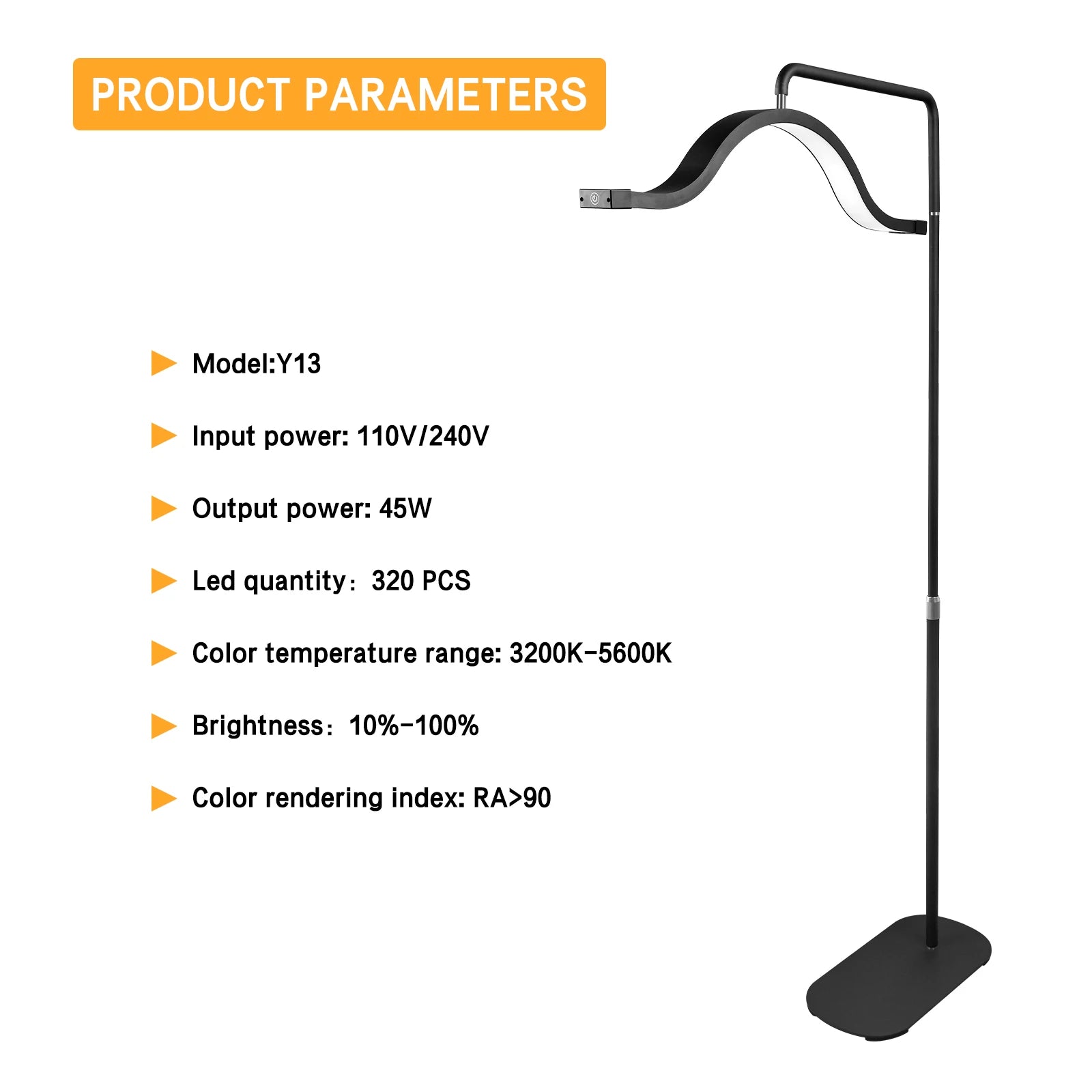 Fosoto 45W Half-Moon LED Floor Lamp – Shadow-Free Ring Light for Lashes, Facials, Tattoo, and Video Streaming