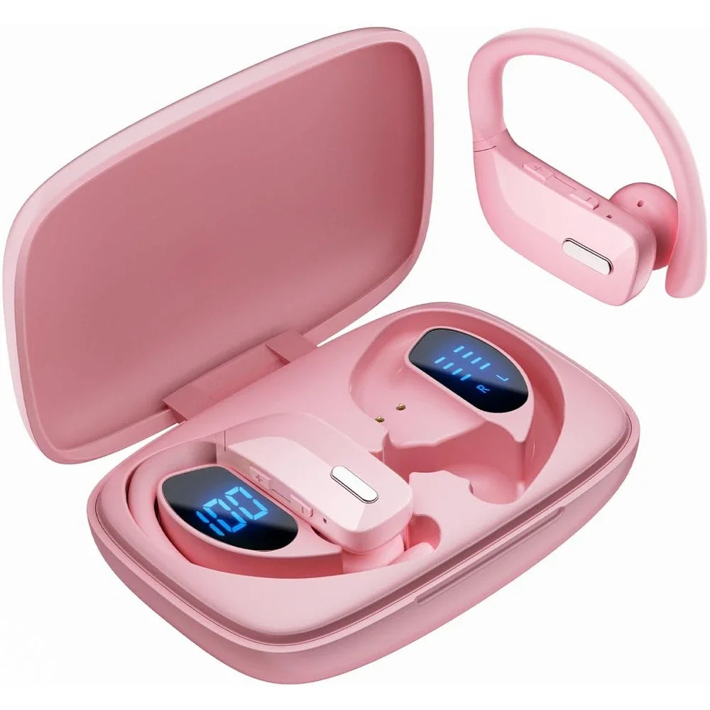 ‌Sport Bluetooth Earbuds: 80Hrs Stereo, HD Mic, Earhooks, ENC Noise Canceling, IP7 Waterproof, Ideal for Workouts & Running