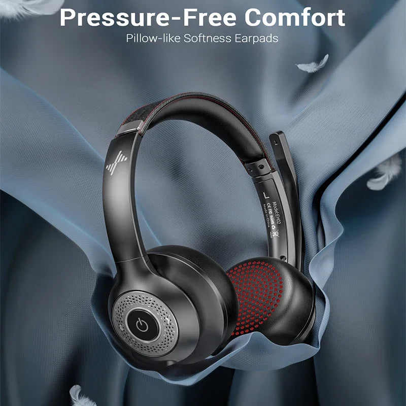 JIAMQISHI EH02U Wireless Bluetooth Headset ANC MIC for Work Computer Headphones USB Dongle Mute Mic for MacBook Headset Phone