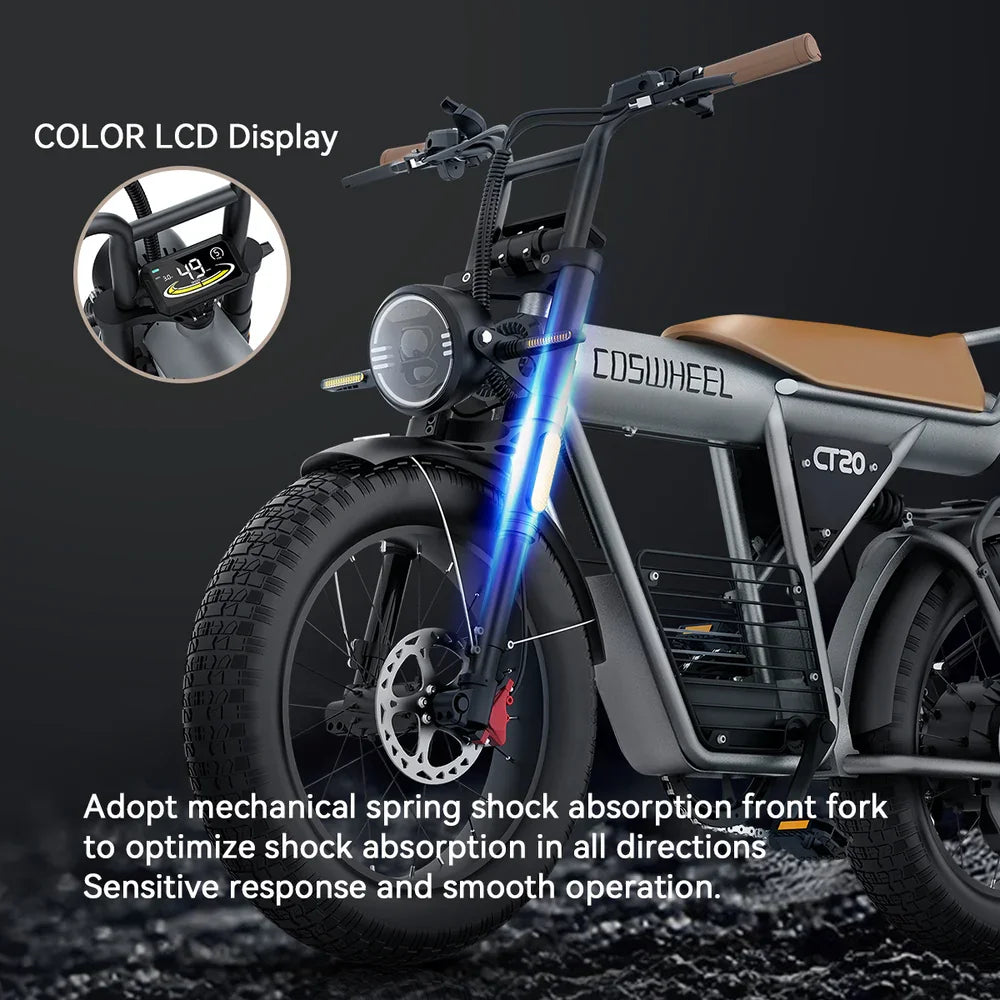 Coswheel Electric Bike CT20 20Inch Motorcycle 1500W Fatbike Ebike Mountain bike 48V 25AH Bikes Adult Electric Bicycle Motocycles