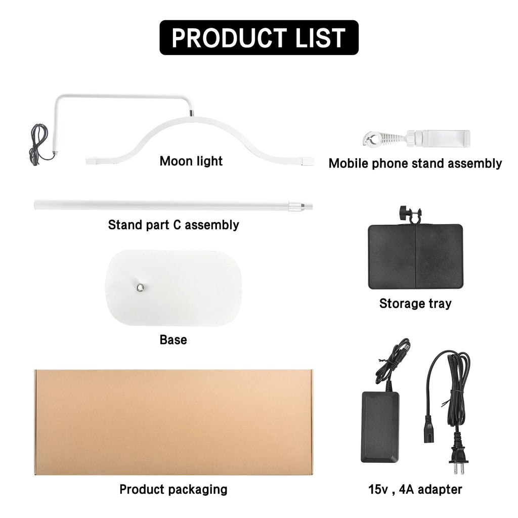 Fosoto 45W Half-Moon LED Floor Lamp – Shadow-Free Ring Light for Lashes, Facials, Tattoo, and Video Streaming