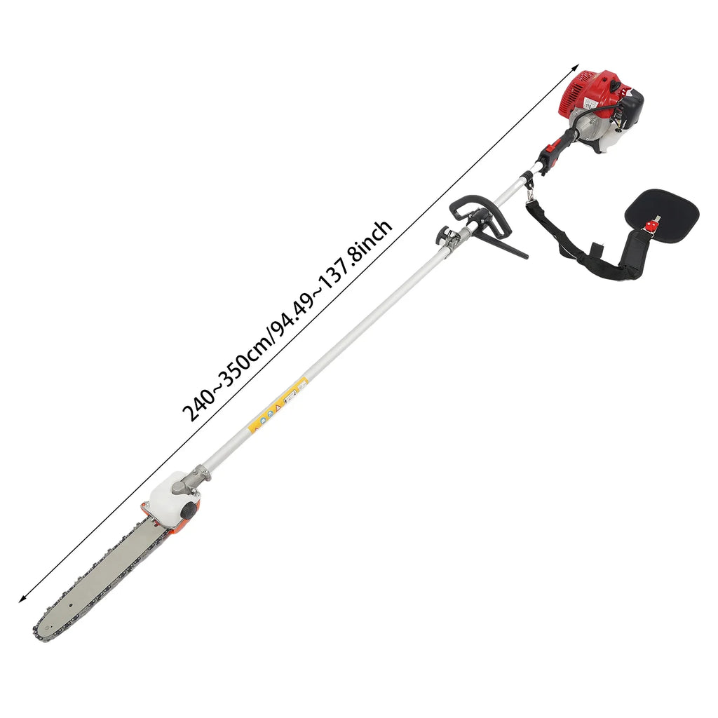 Powerful Gas Pole Chainsaw 42.7CC 2-Cycle Cordless Extension Pole Saw with 11 inch Cutting Bar Tree Trimmer Long Reach Saw