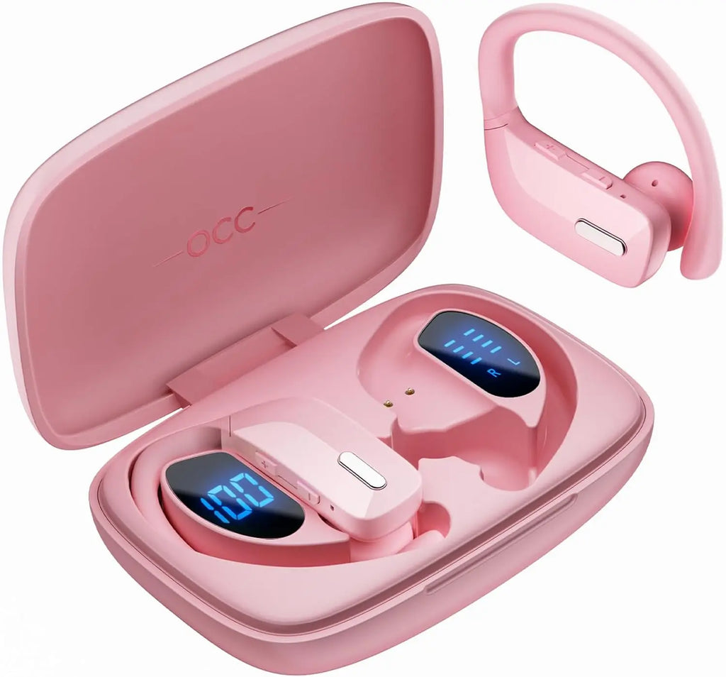 ‌Sport Bluetooth Earbuds: 80Hrs Stereo, HD Mic, Earhooks, ENC Noise Canceling, IP7 Waterproof, Ideal for Workouts & Running
