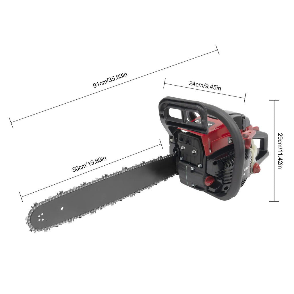 58cc Professional Gas Chainsaw w/Anti-Vibration Handle & Inertia Brake, 2.4KW Power for Logging, Tree Cutting & Landscaping
