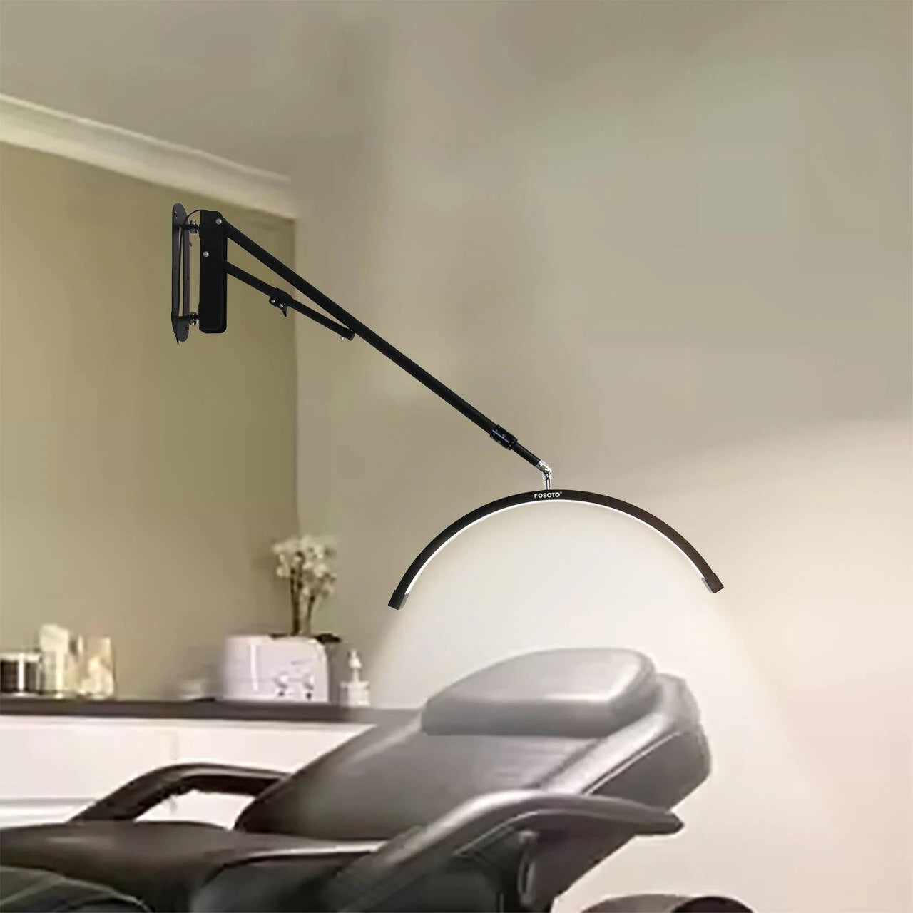 FOSOTO Wall Mounted Half Moon Lamp Photographic Fill Light LED Ceiling Light for Barbershop Eyelashes Nail Tattoo Beauty Salon