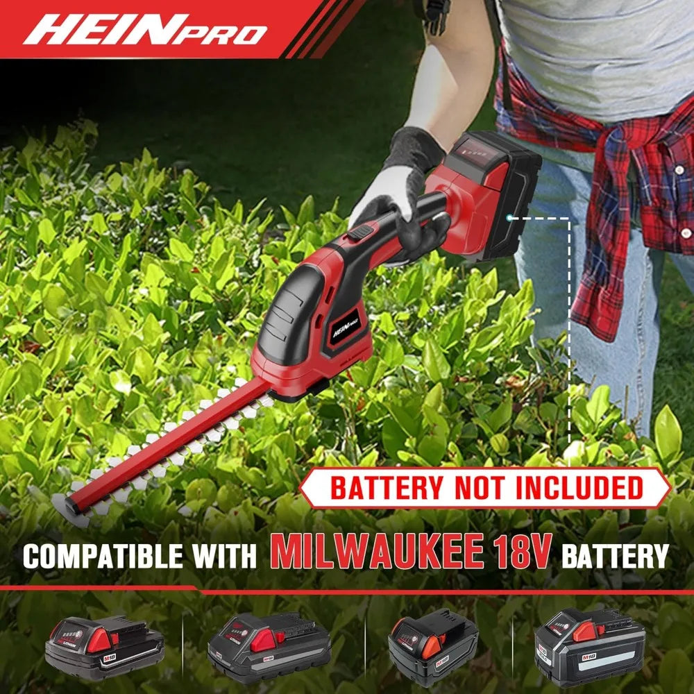 Cordless Hedge Trimmer Compatible with Milwaukee M18 Battery (Battery not Included), Electric Hedge Trimmer Cordless Grass Trimm