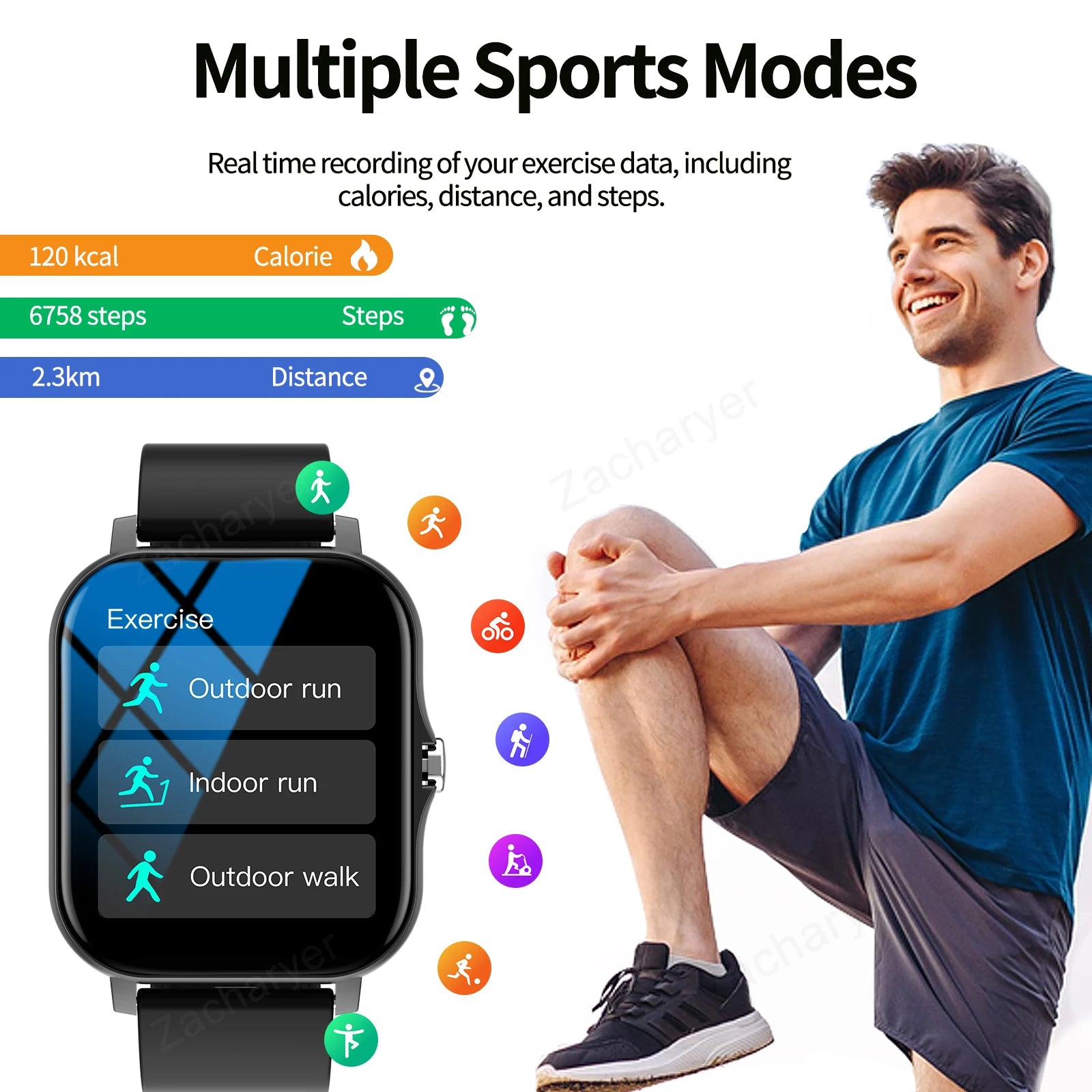 Smart watch, wireless calling /dial, multi -Sport mode, calling reminder and rejection,information reminder, Various APP Reminde