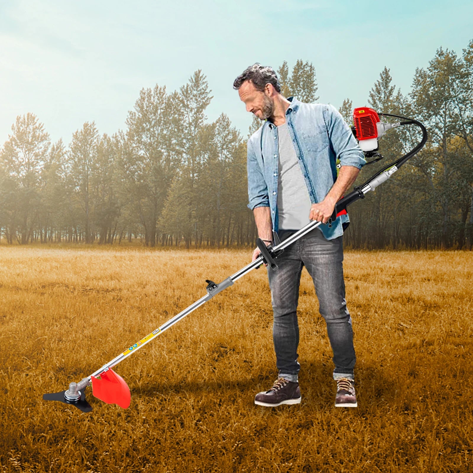 Powerful 52cc 4 in 1 Multi Functional Trimming Tools Gas Hedge Trimmer Weed Eater String Trimmer  Brush Cutter Pole Saw